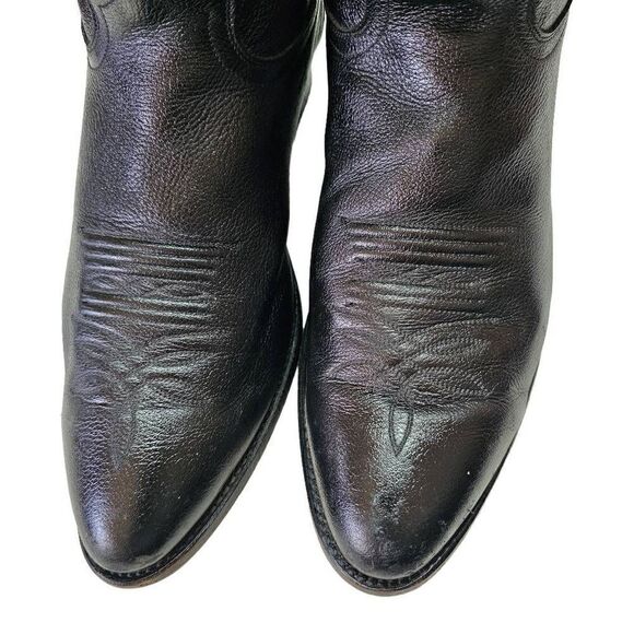 Justin Boots sz 12 D Mens Black Western Leather Rodeo Boots Mid Calf Cowboy - Picture 8 of 14